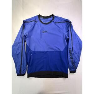 Nike Pro Men’s Windbreaker Pullover Jacket Blue Size Small  Zip Pockets Winter